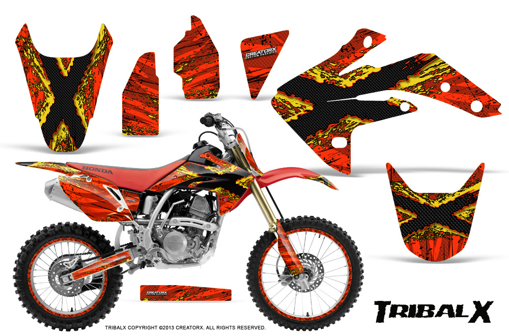 Honda CRF150R 07-10 Graphics Kit TribalX Yellow Red NP Rims